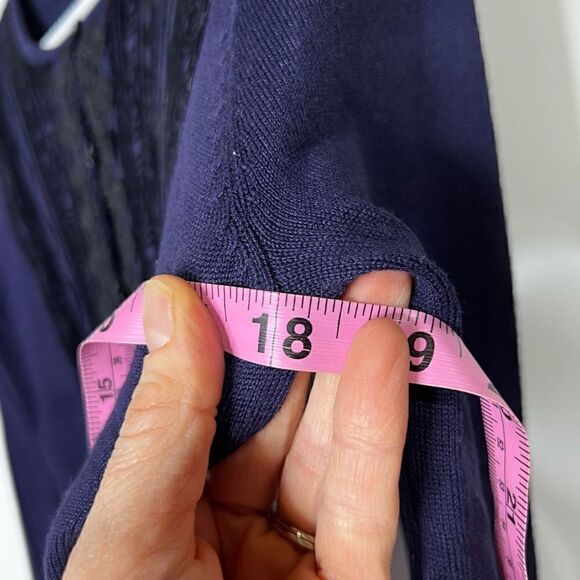 Moth Women's Navy Blue Black Lace Long Sleeve Cardigan Sweater Size Small - Picture 8 of 11